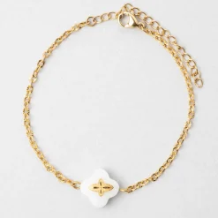 Bracelet en acier doré et blanc - trefle