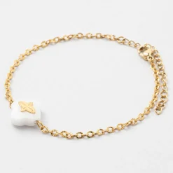 Bracelet en acier doré et blanc - trefle