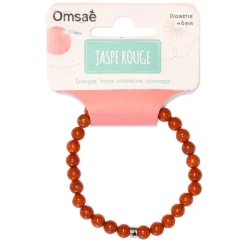 Bracelet jaspe rouge perles rondes 6mm