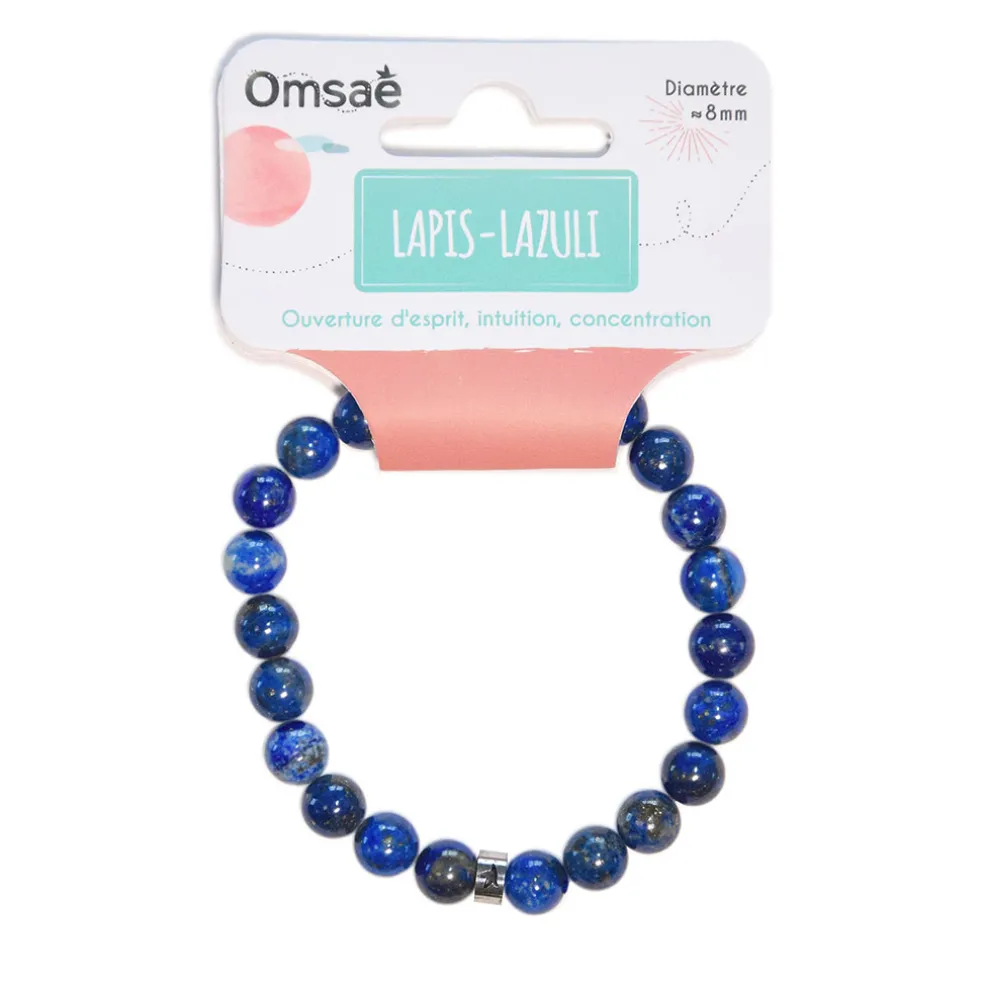 Bracelet lapis lazuli perles rondes 8mm