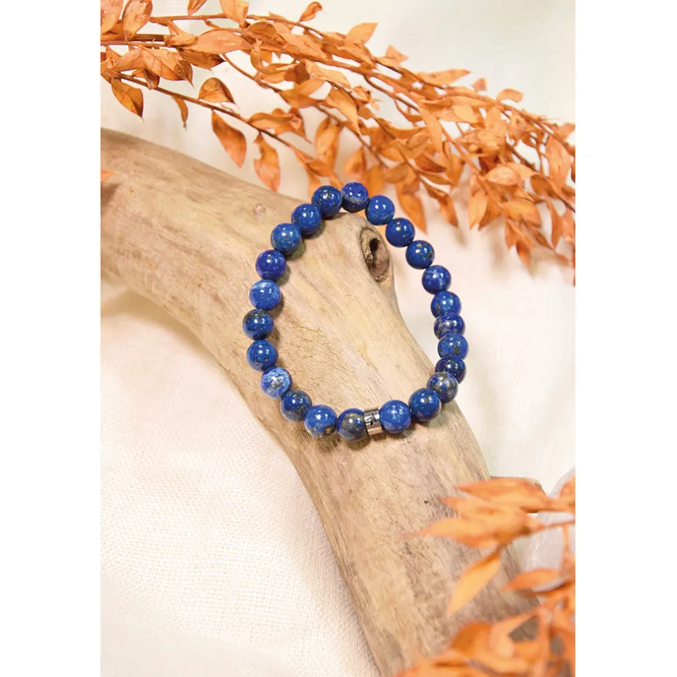 Bracelet lapis lazuli perles rondes 8mm