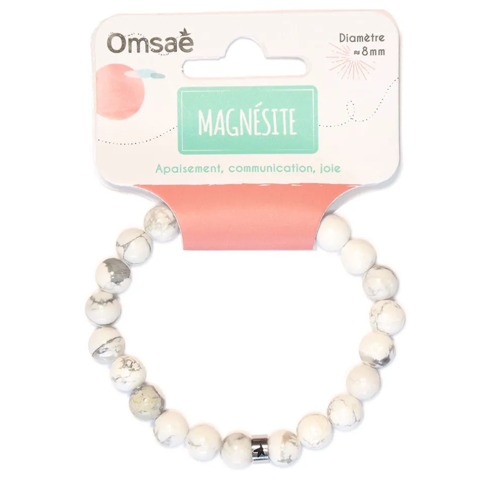 Bracelet magnésite perles rondes 8mm
