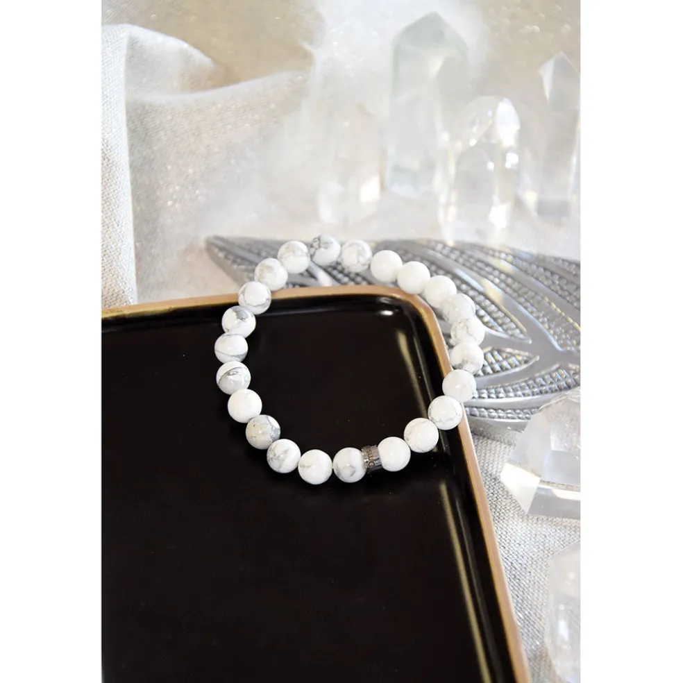 Bracelet magnésite perles rondes 8mm