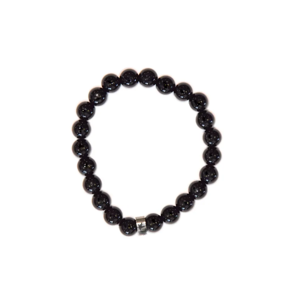 Bracelet obsidienne noire perles rondes 8mm