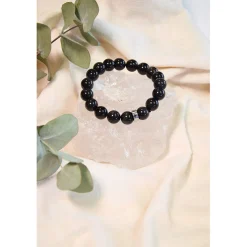 Bracelet obsidienne noire perles rondes 8mm