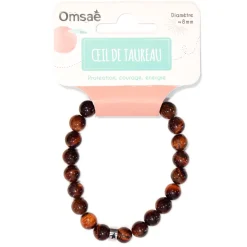 Bracelet oeil de taureau perles rondes 8mm