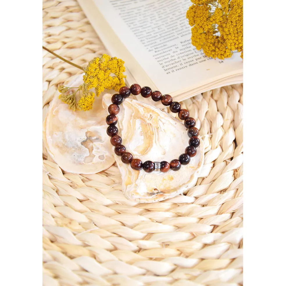 Bracelet oeil de taureau perles rondes 8mm