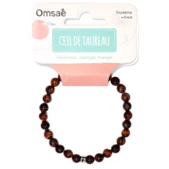 Bracelet oeil de taureau perles rondes 6mm