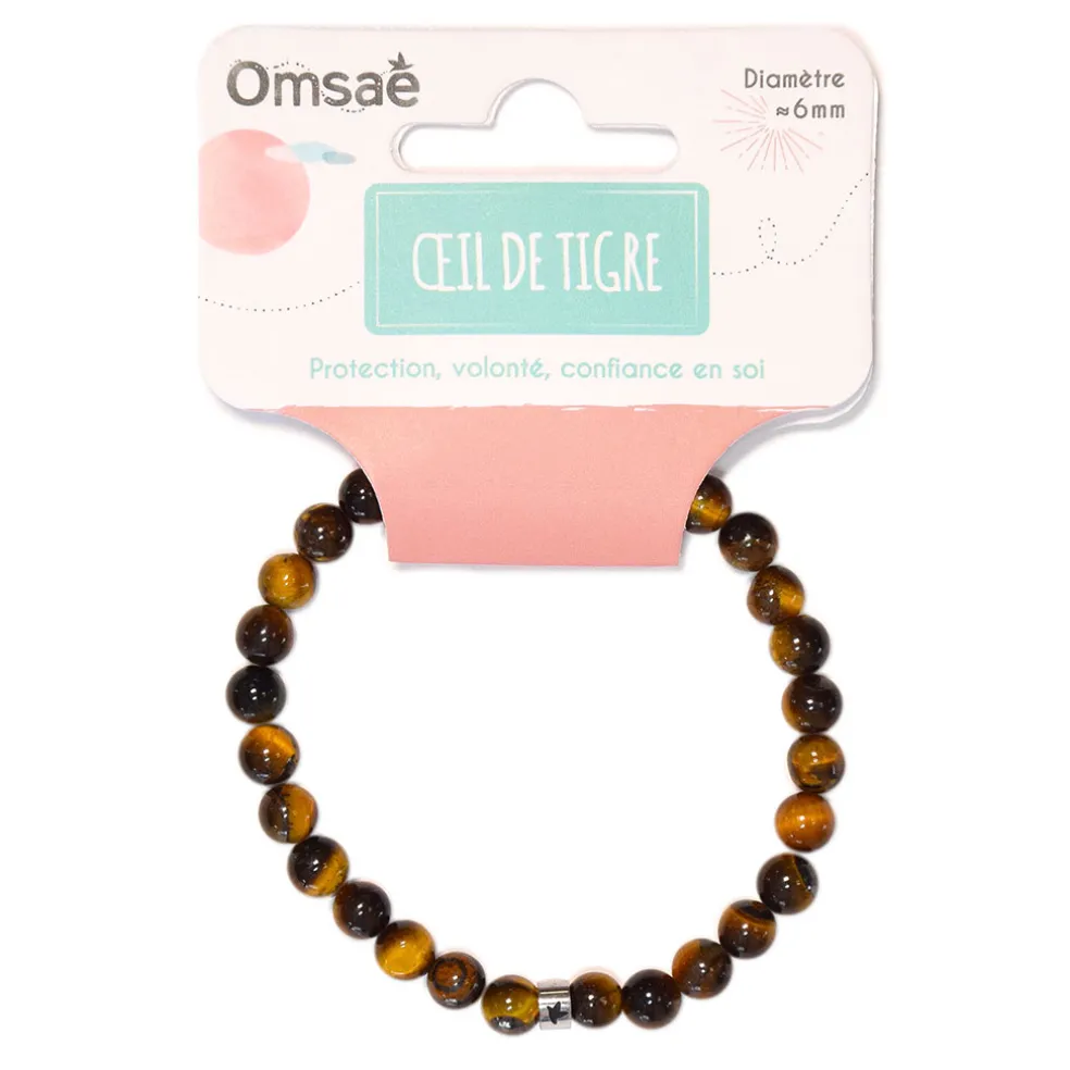 Bracelet oeil de tigre perles rondes 6mm