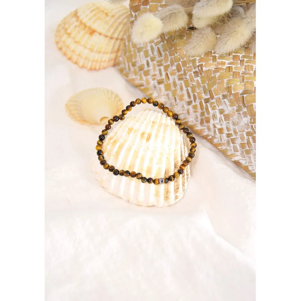 Bracelet oeil de tigre perles rondes 4mm