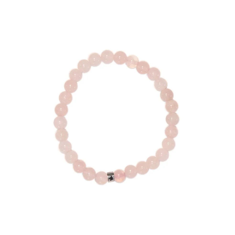 Bracelet quartz rose perles rondes 6mm