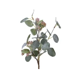 Branche d'eucalyptus en plastique paillettes vert givré h50cm