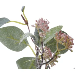 Branche d'eucalyptus en plastique paillettes vert givré h50cm