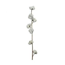 Branche fleur de coton en plastique blanc h100cm