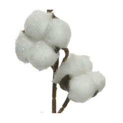 Branche fleur de coton en plastique blanc h100cm