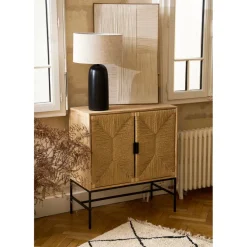 Buffet 2 portes en naturel et noir h90cm - Kenda