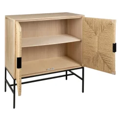 Buffet 2 portes en naturel et noir h90cm - Kenda