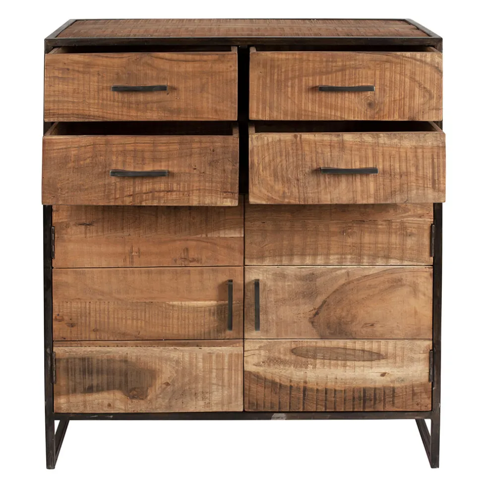 Buffet bas en acacia et fer 2 portes H105cm -Factory