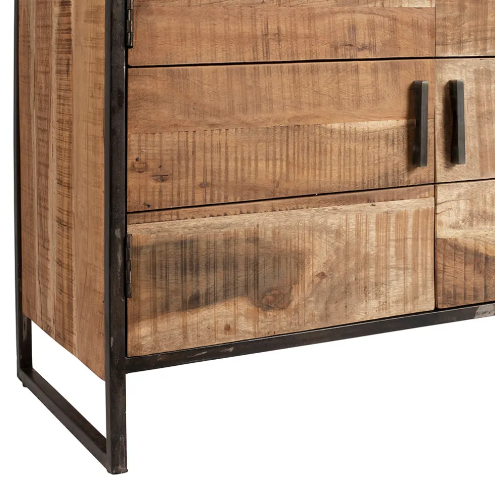 Buffet bas en acacia et fer 2 portes H105cm -Factory