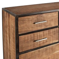 Buffet bas en acacia et fer 2 portes H105cm -Factory