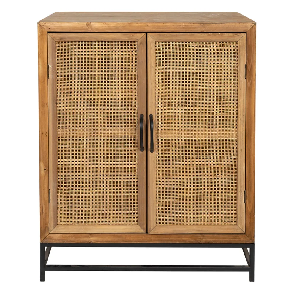 Buffet bas en sapin et bambou naturel L80cm - Tamba