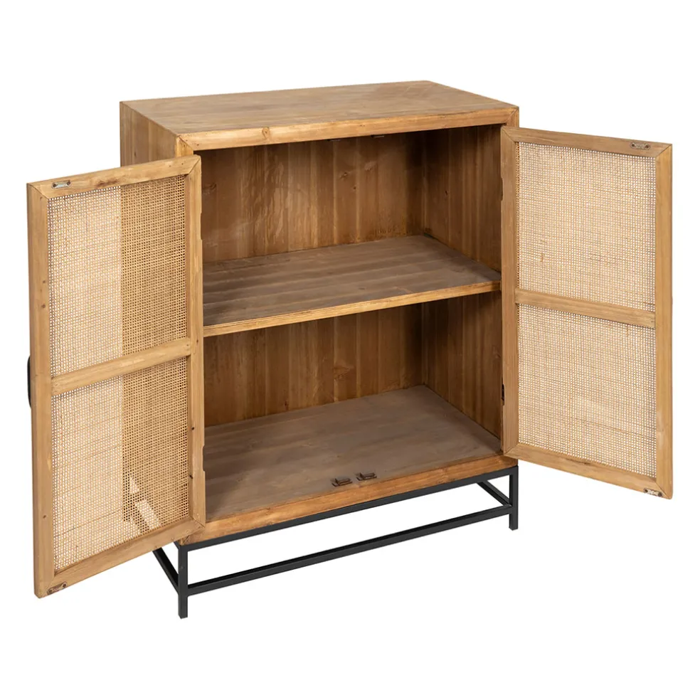 Buffet bas en sapin et bambou naturel L80cm - Tamba