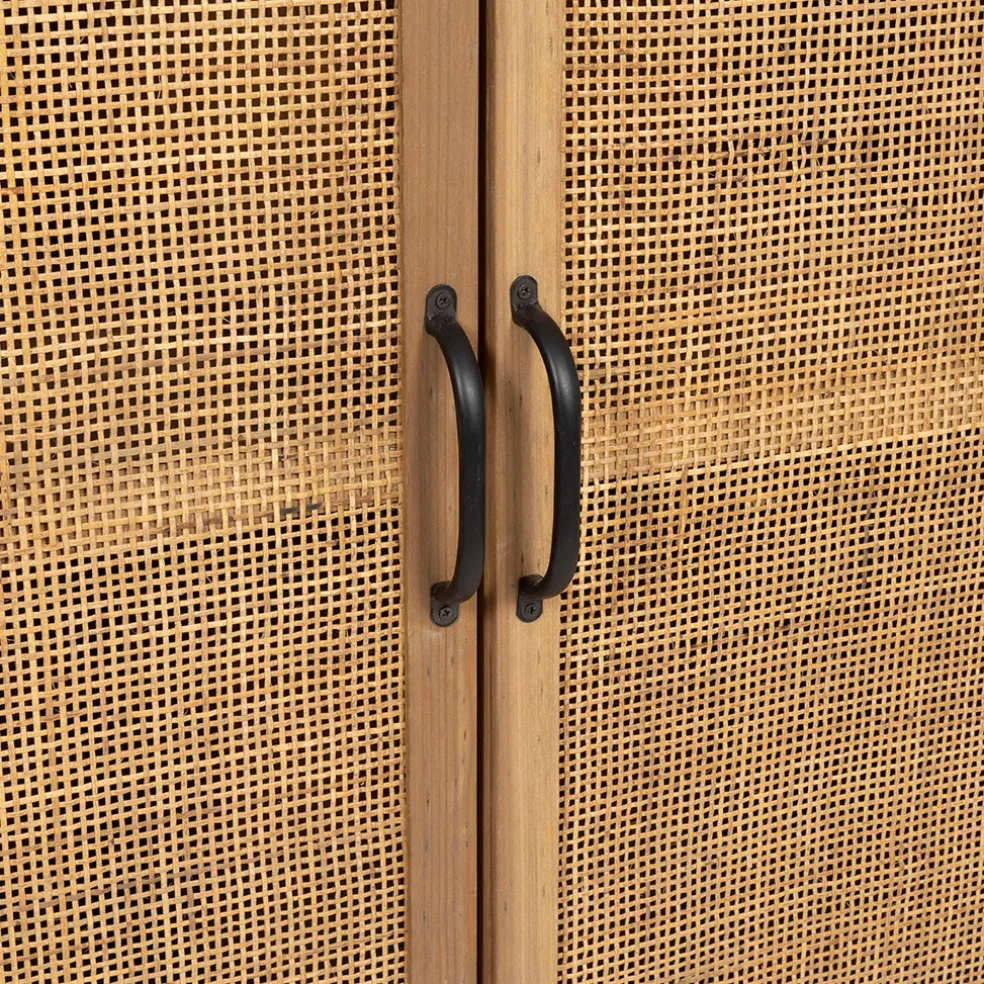 Buffet bas en sapin et bambou naturel L80cm - Tamba