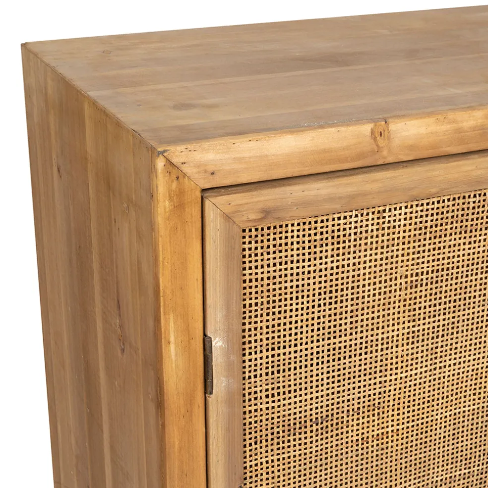 Buffet bas en sapin et bambou naturel L80cm - Tamba