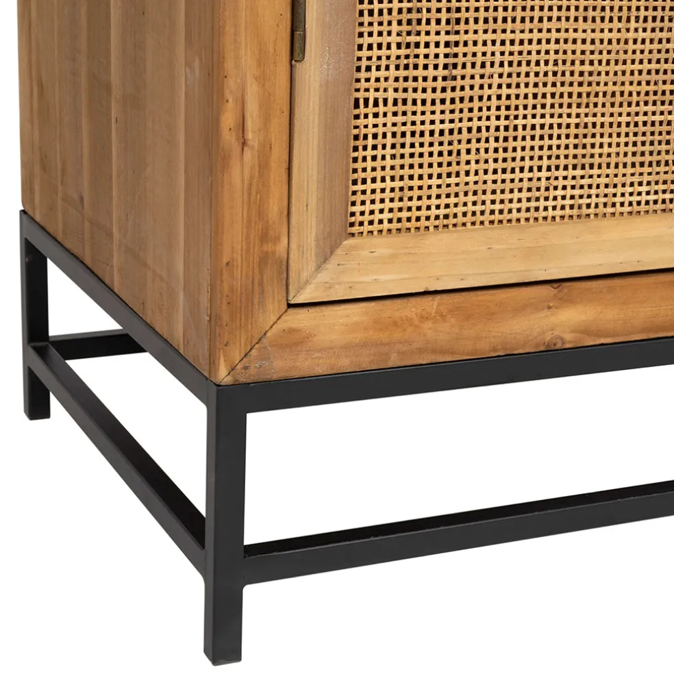 Buffet bas en sapin et bambou naturel L80cm - Tamba