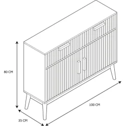 Buffet en bois naturel h80cm - Kara