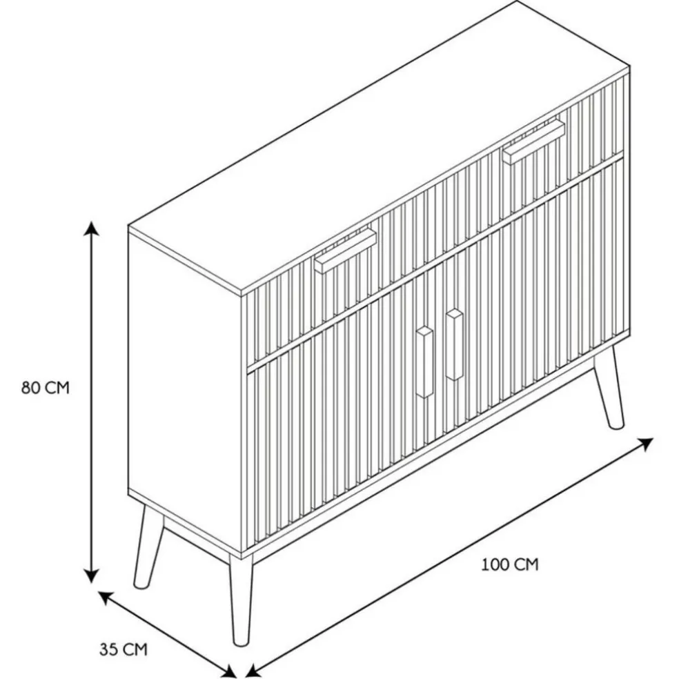Buffet en bois naturel h80cm - Kara