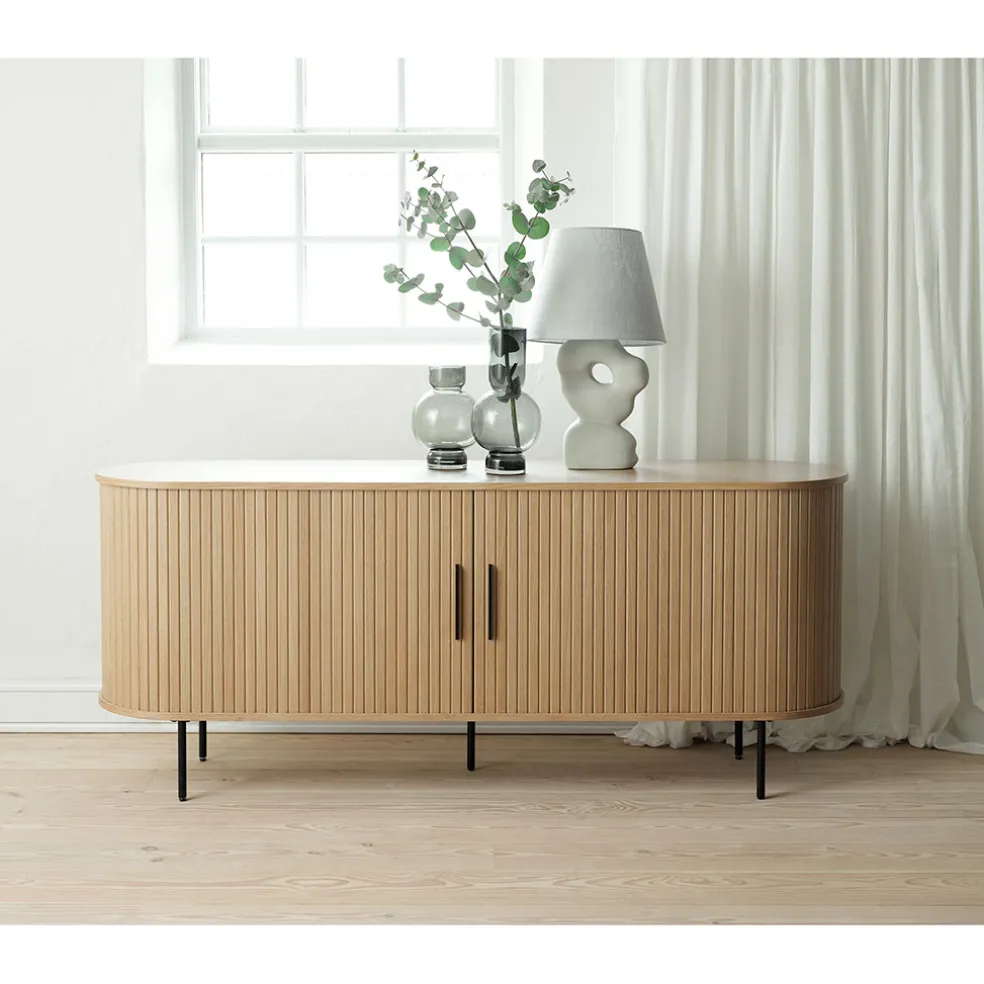 Buffet en placage chêne naturel 180x45cm - Nola