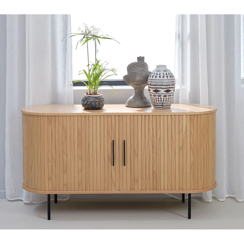 Buffet en placage chêne naturel 140x45cm - nola