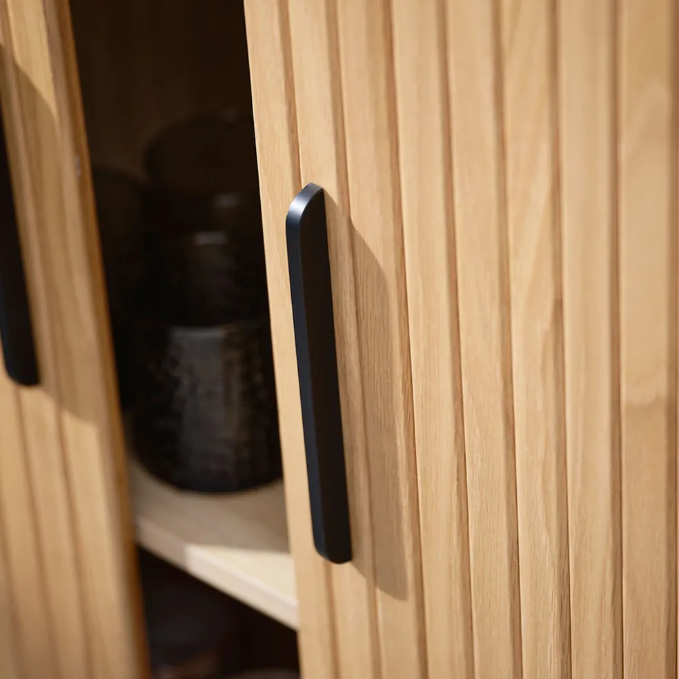 Buffet en placage chêne naturel 140x45cm - nola