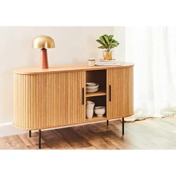 Buffet en placage chêne naturel 140x45cm - nola