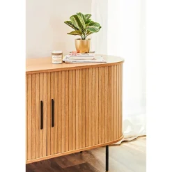 Buffet en placage chêne naturel 140x45cm - nola