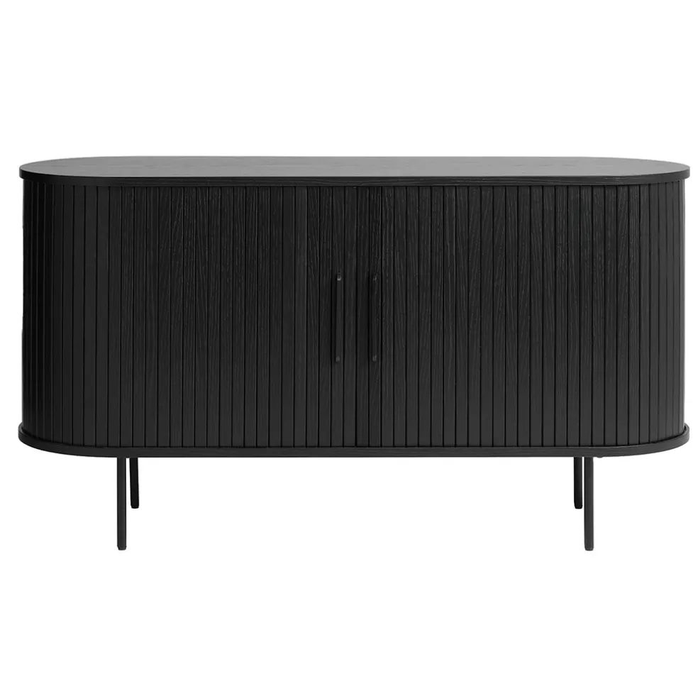 Buffet en placage chêne noir 140x45cm - Nola