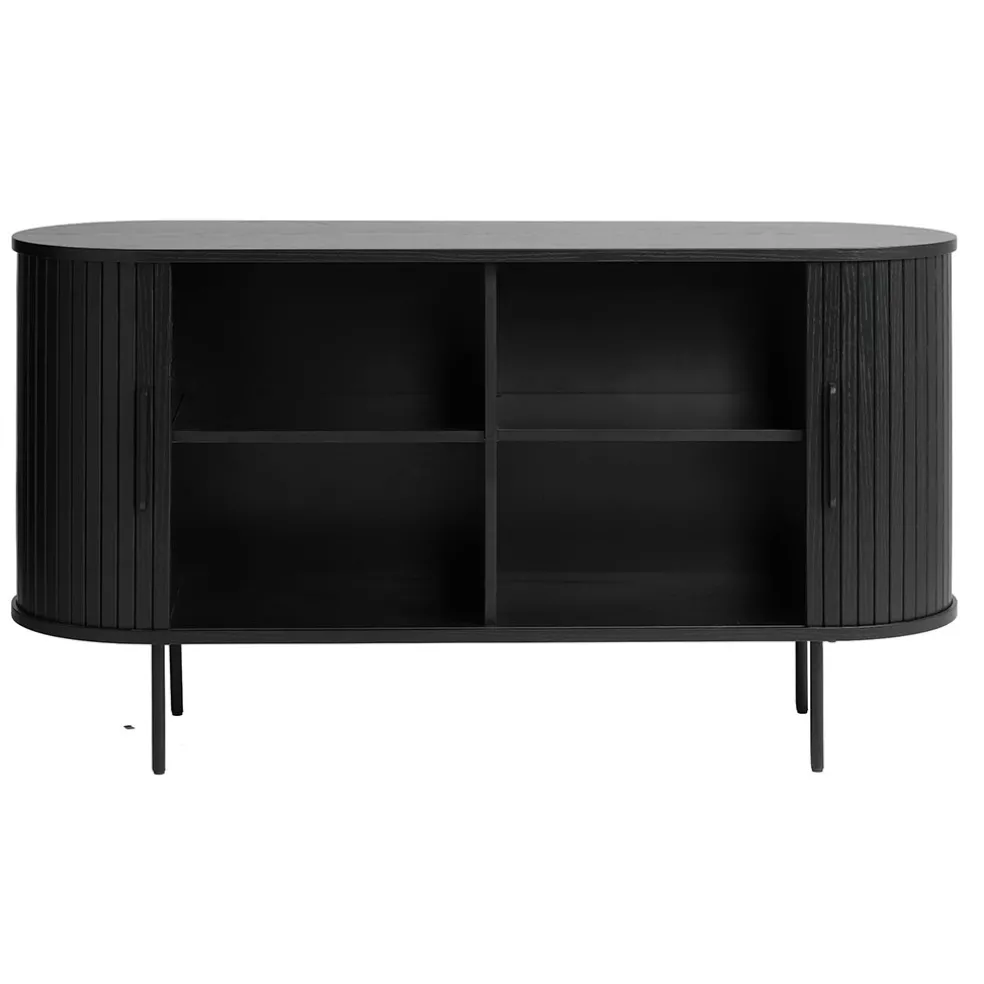 Buffet en placage chêne noir 140x45cm - Nola