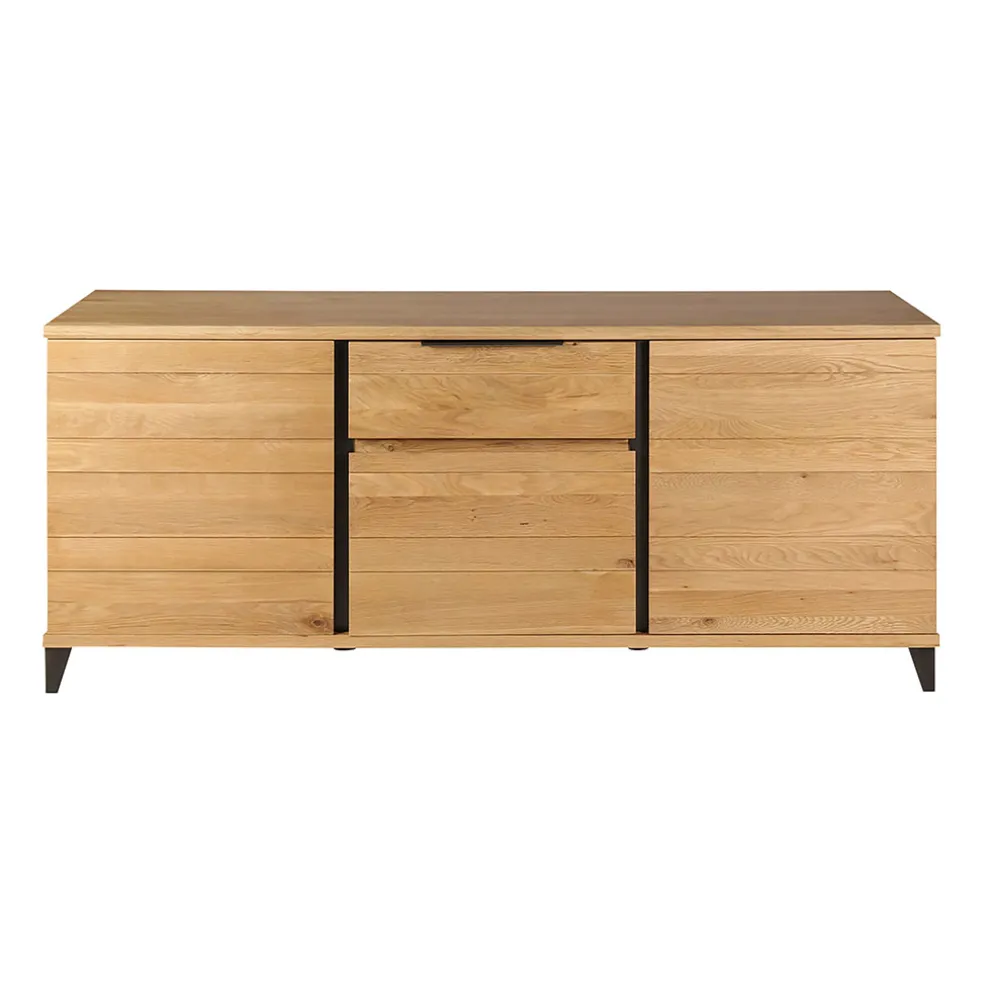 Buffet enfilade chêne massif 3 portes et tiroir - Manny