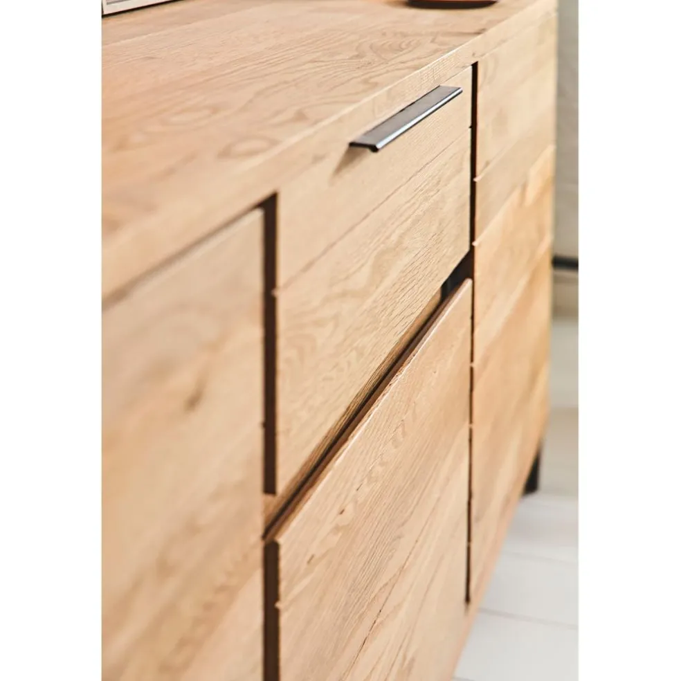 Buffet enfilade chêne massif 3 portes et tiroir - Manny