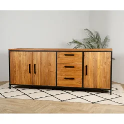 Buffet enfilade en teck massif 3 portes L195cm - Alix
