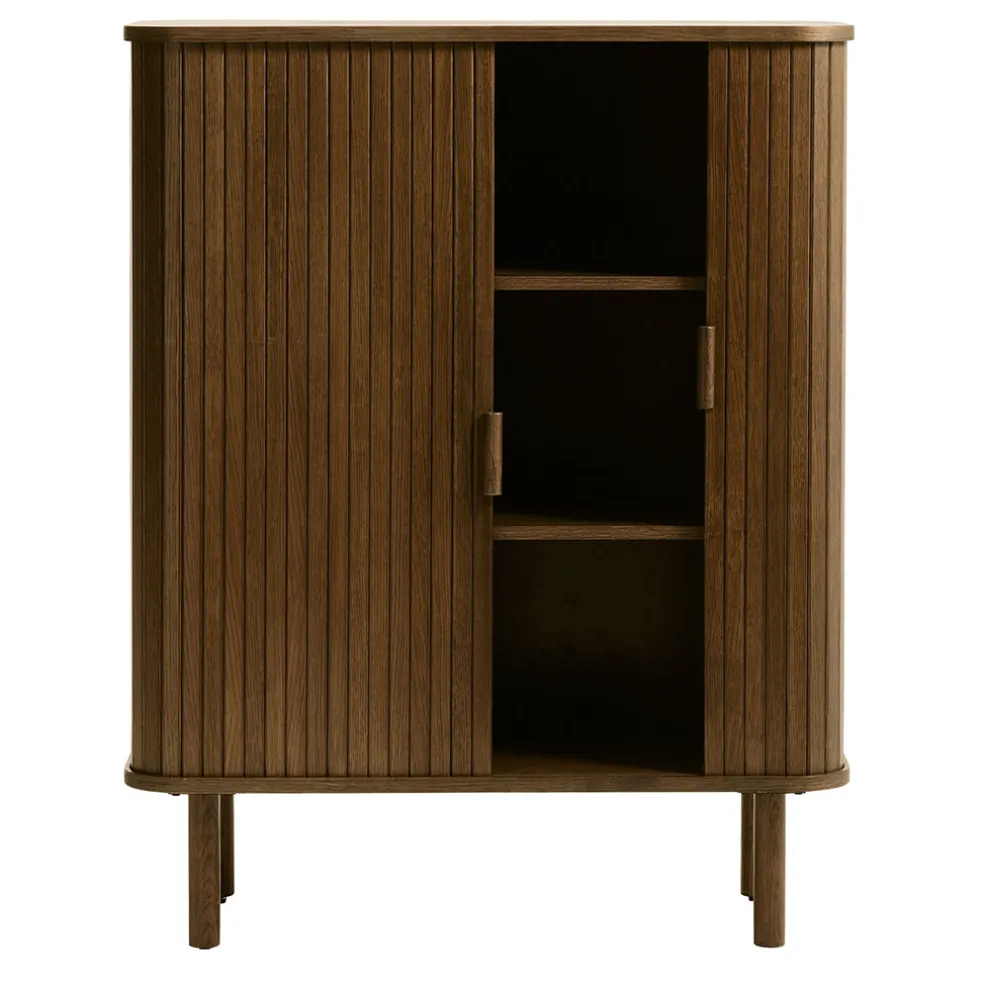 Buffet placage chêne foncé 3 étagères H113cm - Cavo