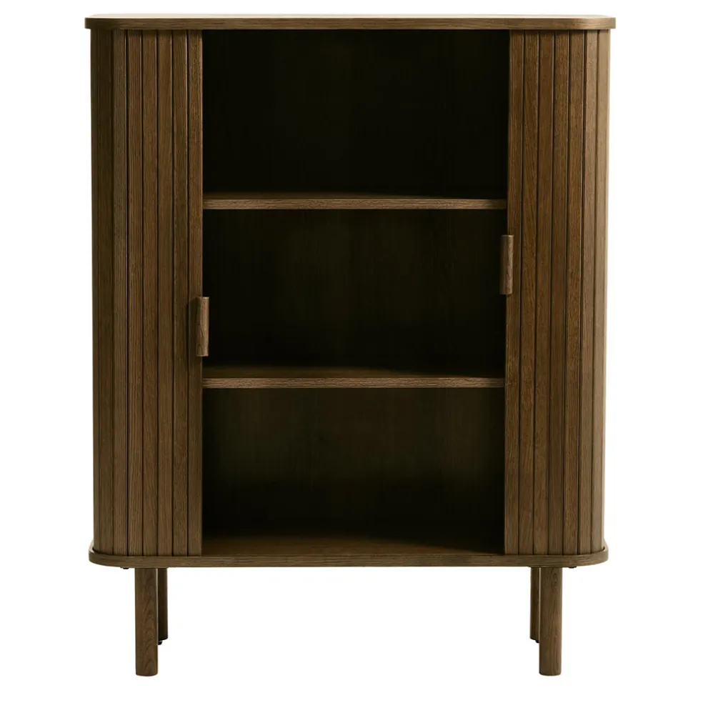 Buffet placage chêne foncé 3 étagères H113cm - Cavo