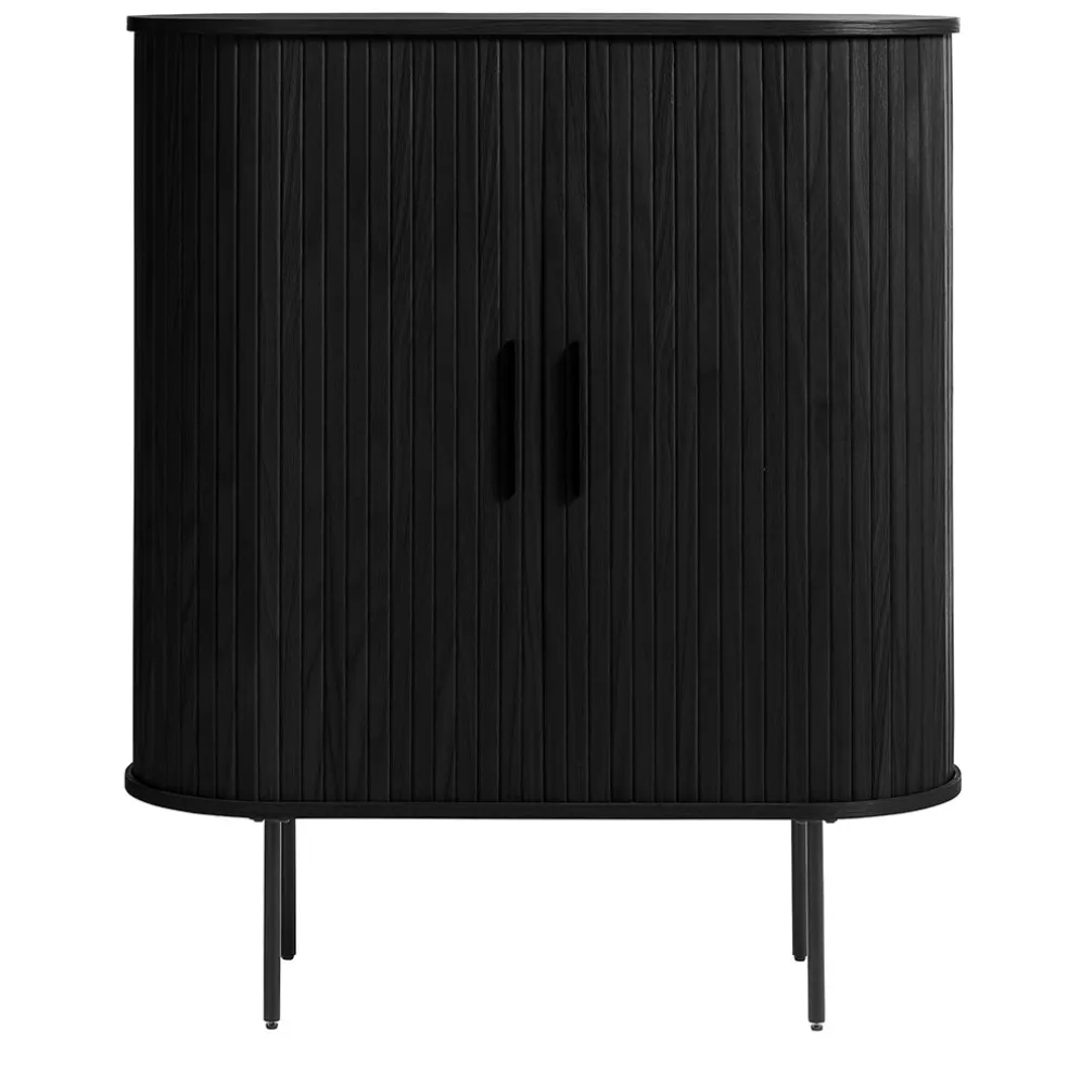 Buffet placage chêne noir 3 étagères h118cm - Nola