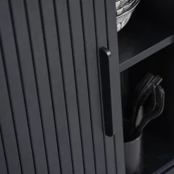 Buffet placage chêne noir 3 étagères h118cm - Nola