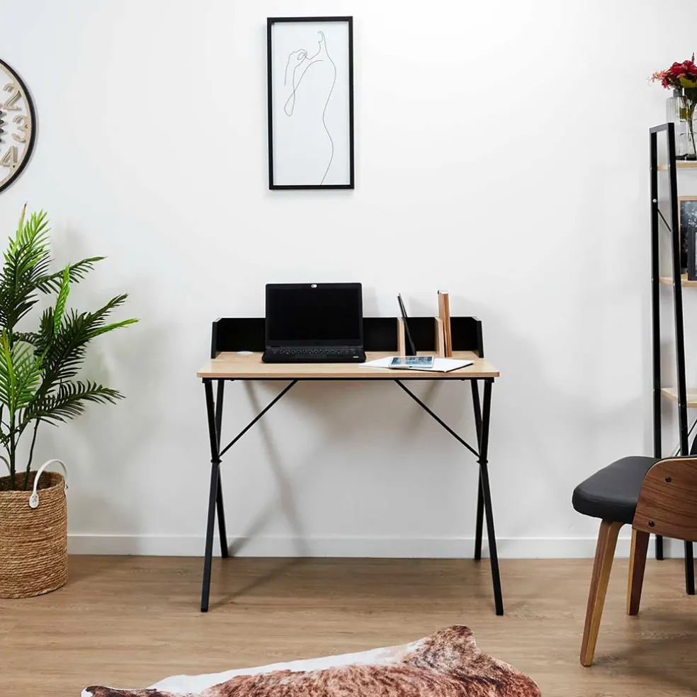 Bureau en bois et fer noir - Bily
