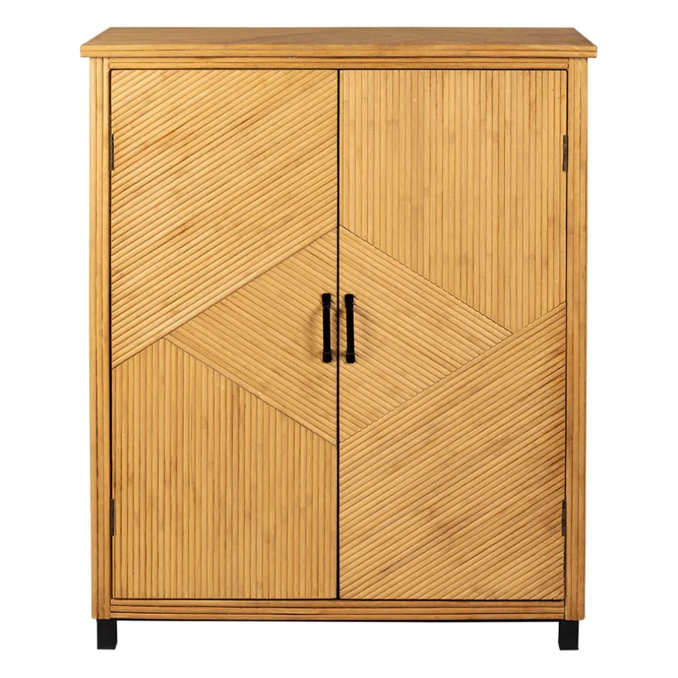 Cabinet 2 portes en bambou et sapin 80x40xh99.5cm - Saori