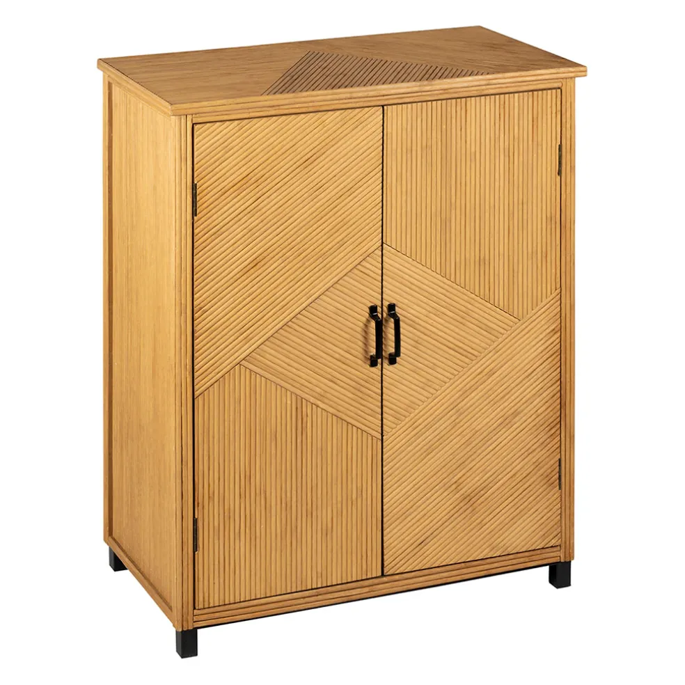 Cabinet 2 portes en bambou et sapin 80x40xh99.5cm - Saori
