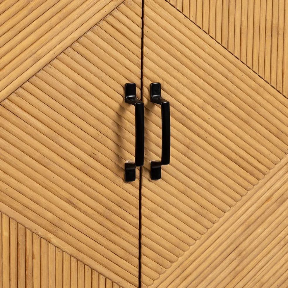 Cabinet 2 portes en bambou et sapin 80x40xh99.5cm - Saori