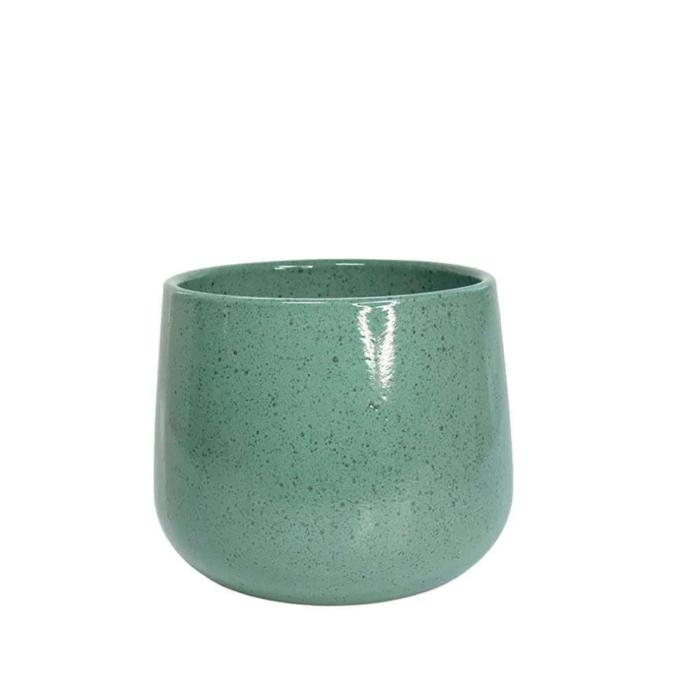 Cache pot en céramique vert d13.5cm